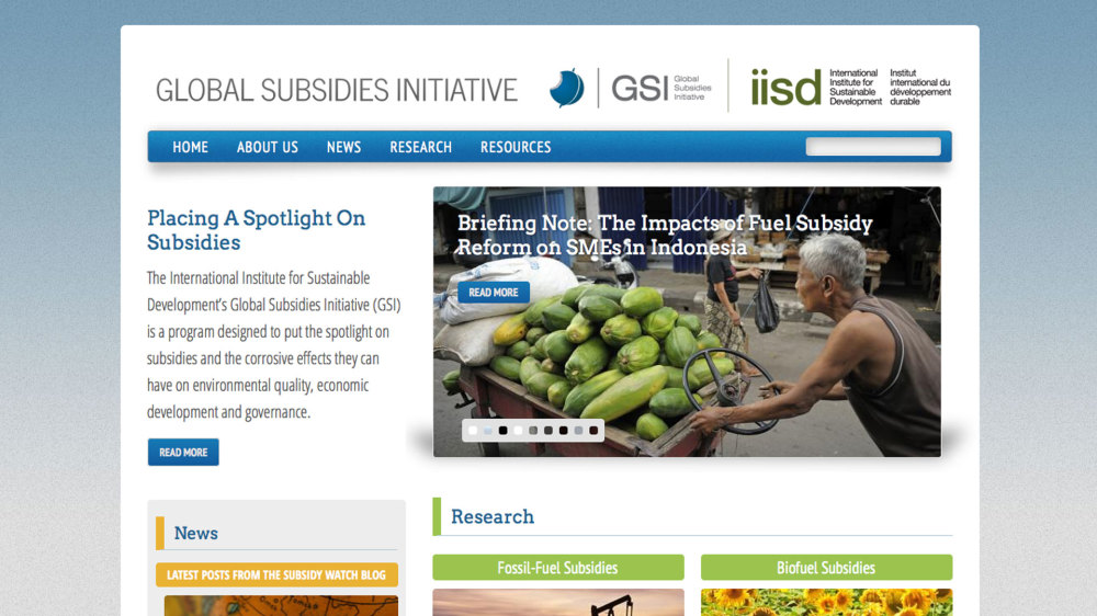 The International Institute for Sustainable Development’s Global Subsidies Initiative (GSI)