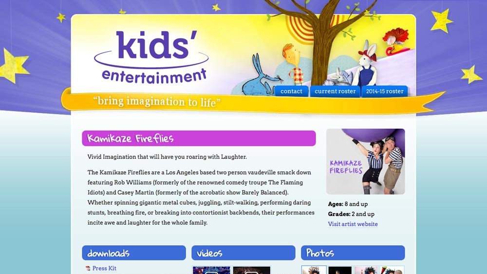 Website Design - Kids' Entertainment